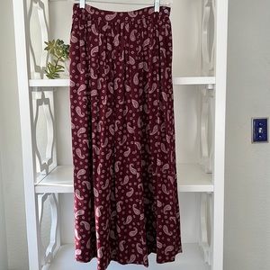 Vintage 80’s Ralph Lauren Paisley Full Pleated Midi Skirt Rayon Size 6